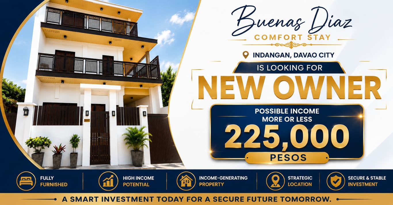 Buenas Diaz Comfort Stay Indangan Seeks New Owner: A Turnkey 3-Storey Rental Business in Davao City Hits the Market